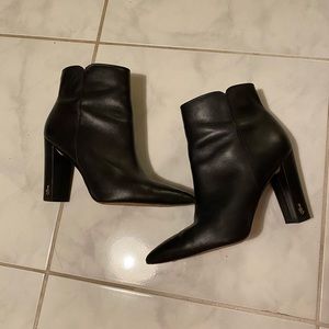 Sam Edelman women’s leather block heel booties in black